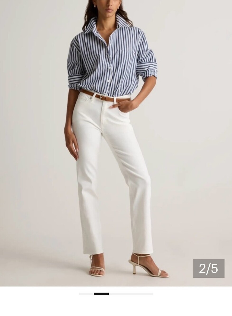 O Quince Organic Cotton Bella Stretch White Straight Leg Jeans  NWOT Size 30